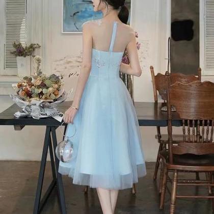 Blue Birthday Dress,sleeveless Homecoming..
