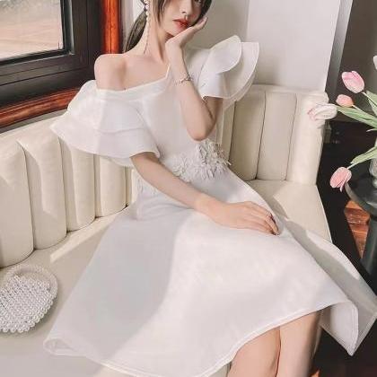 White Dress, Luxury Socialite Dress, Temperament..