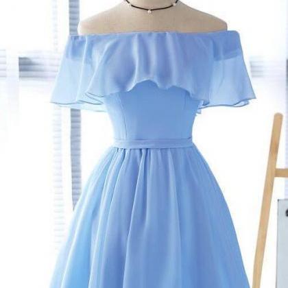 Cute Chiffon Homecoming Dress,blue Short..