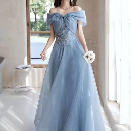 Blue Prom Dress,off Shoulder Evening Dress,fairy..