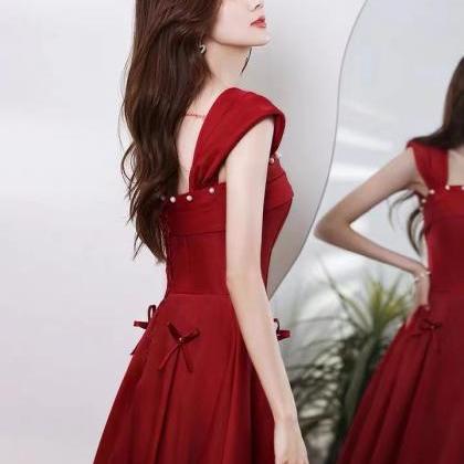 Little Red Prom Dress, Cute Princess Party Dress,..