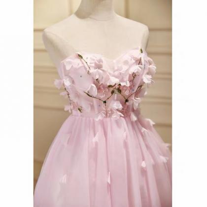 Pink Strapless Homecoming Dress,cute Cocktail..
