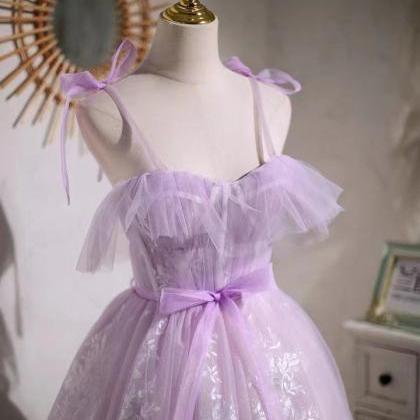 Spaghetti Strap Homecoming Dress,purple Party..