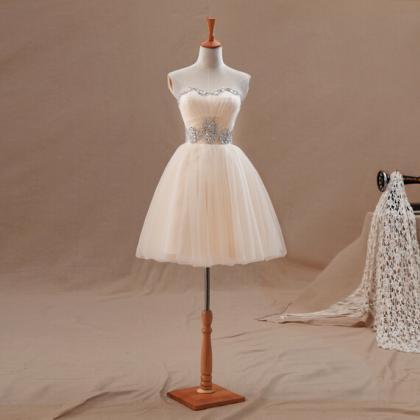 Champagne Ball Gown Mini Tulle Party Dresses, Cute..