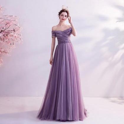 Purple Prom Dress, Elegant Party Dress,off..