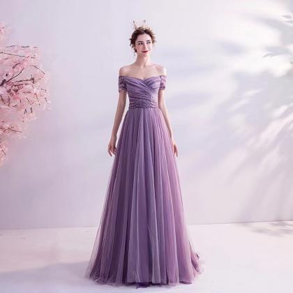 Purple Prom Dress, Elegant Party Dress,off..