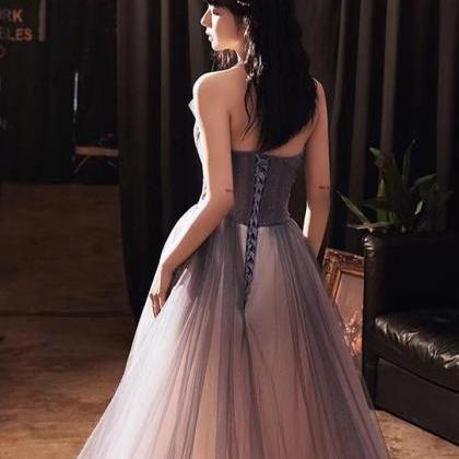 Purple Party Dress ,strapless Prom Dress, Fairy..
