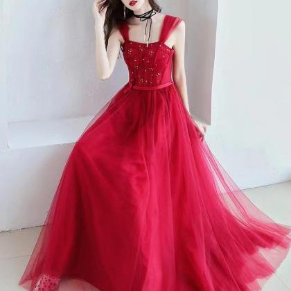 Off -shoulder Party Dress, Red Evening..