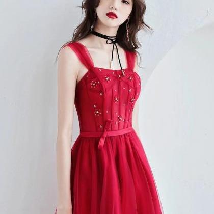 Off -shoulder Party Dress, Red Evening..