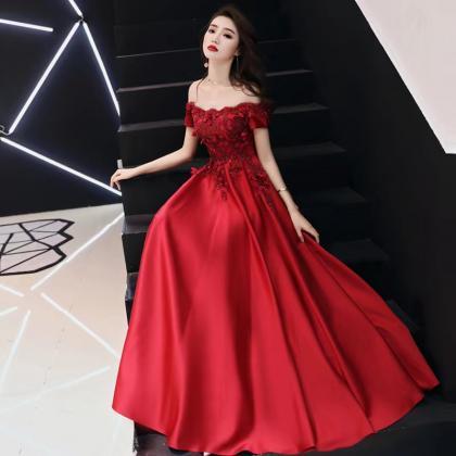 Off Shoulder Prom Dress,red Party Dress,charming..