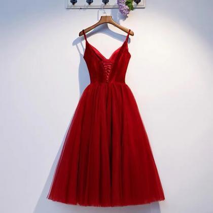 Spaghetti Strap Evening Dress,red Party..