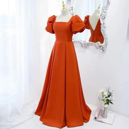 Orange Prom Dress,satin Evening Dress,off Shoulder..
