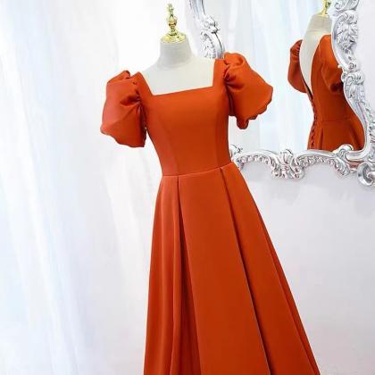 Orange Prom Dress,satin Evening Dress,off Shoulder..