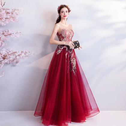 Sleeveless Evening Dress, Red Prom Dress, Charming..