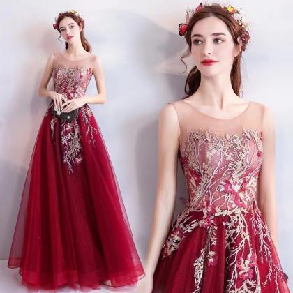 Sleeveless Evening Dress, Red Prom Dress, Charming..