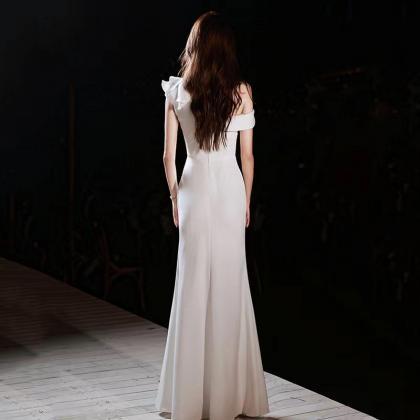 White Evening Dress, Senior Sense Prom Dress, One..