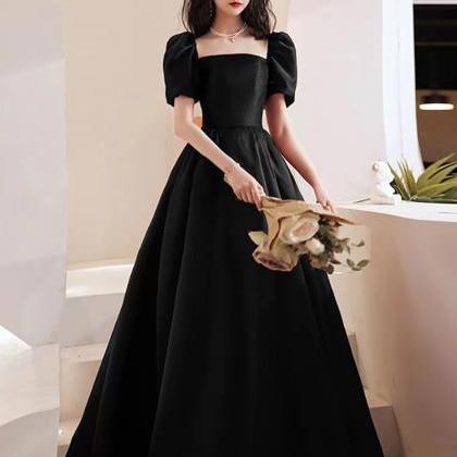 Black Evening Dress, =satin Prom Dress, Off..
