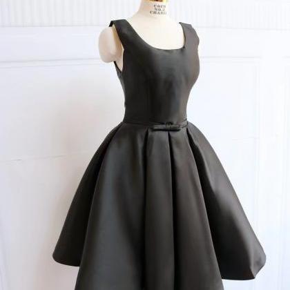 Black Evening Dress, Satin Prom Dress, Cute Party..