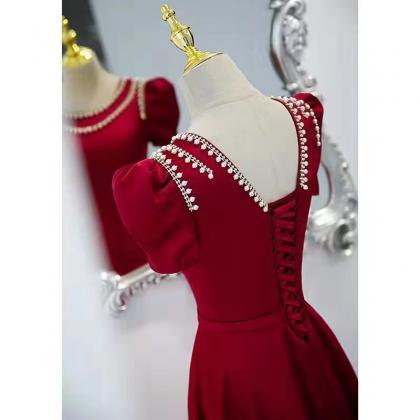 Satin Evening Dress,red Prom Dress,elegant Formal..