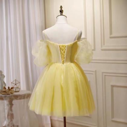 Yellow Party Dress,cute Homecoming Dress,..