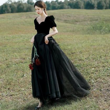 Elegant evening dress,black wedding..