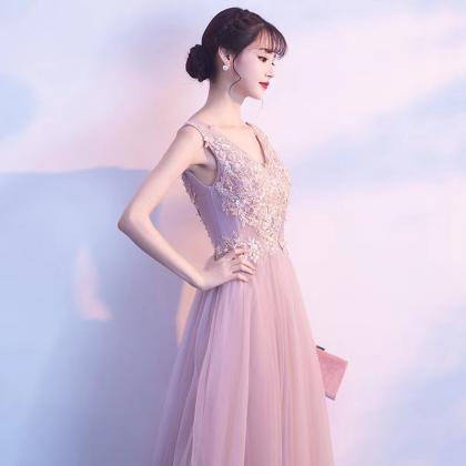 V-neck Prom Dress,pink Party Dress,cute Sweet..