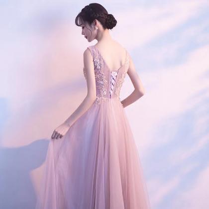 V-neck Prom Dress,pink Party Dress,cute Sweet..