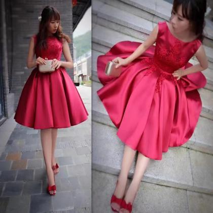 Red Evening Dress,sleeveless Party Dress,cute..