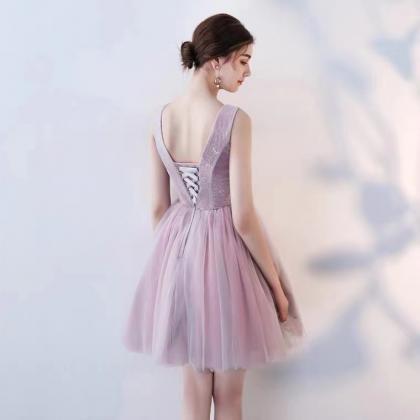 V-neck Prom Dress, Fairy Party Dress,sleeveless..