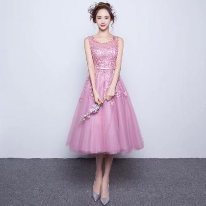 Sleeveless Evening Dress,pink Party Dress,cute..