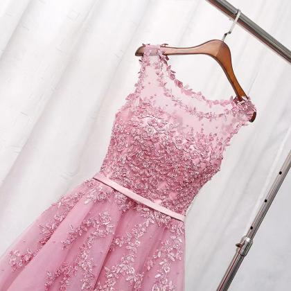 Sleeveless Evening Dress,pink Party Dress,cute..