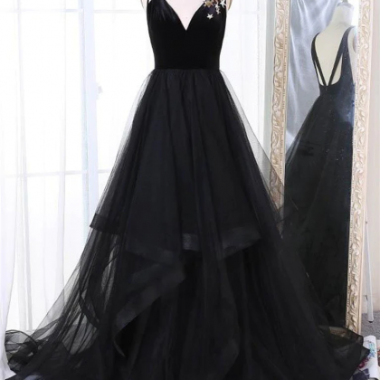 Tulle Prom Dress, Fairy Party Dress,v-neck Evening..