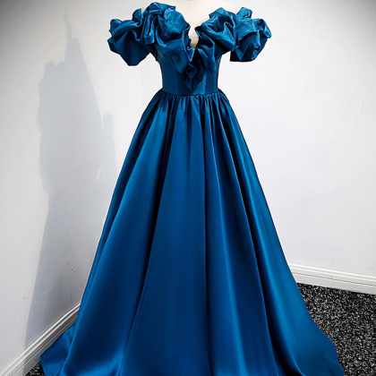 Royal Blue Evening Dress,satin Prom Dress, Off..