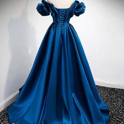 Royal Blue Evening Dress,satin Prom Dress, Off..