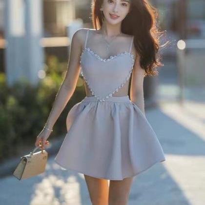 Cute Party Dress, Diamond-encrusted Luxury..