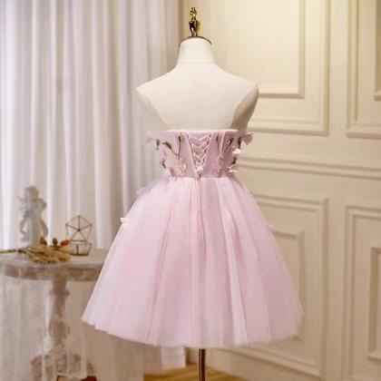 Pink Party Dress,strapless Homecoming Dress,cute..