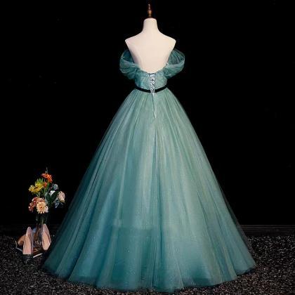 Off Shoulder Evening Dress, Fairy Ball Gown..