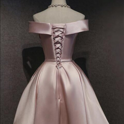 Pink Evening Dress, Satin Prom Dress,off Shoulder..