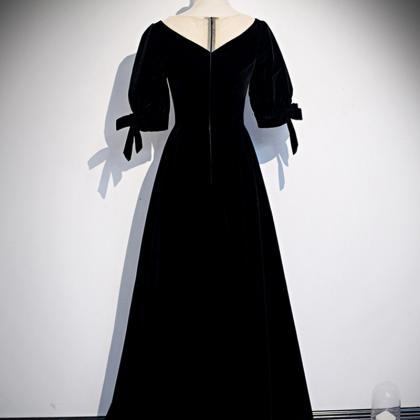 O-neck Prom Dress, High Class Evening Dress,black..