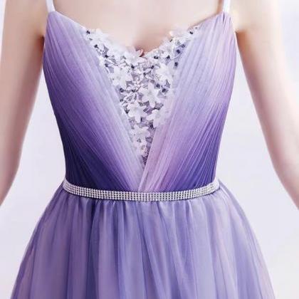 Purple Bridal Gown, Spaghetti Strap Party..