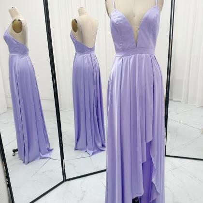 Spaghetti Strap Evening Dress, Purple Prom Dress,..