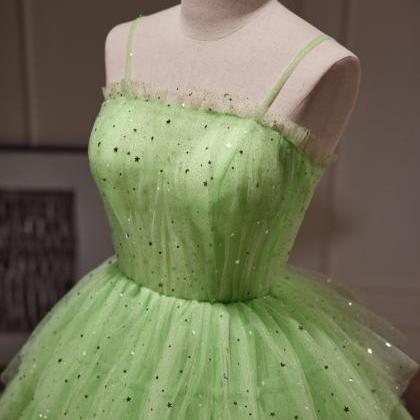 Spaghetti Strap Evening Dress,green Prom Dress,..