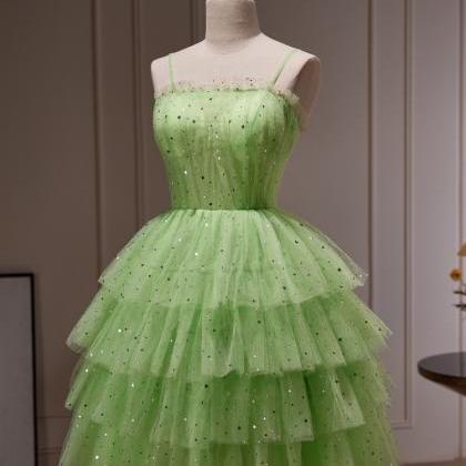Spaghetti Strap Evening Dress,green Prom Dress,..