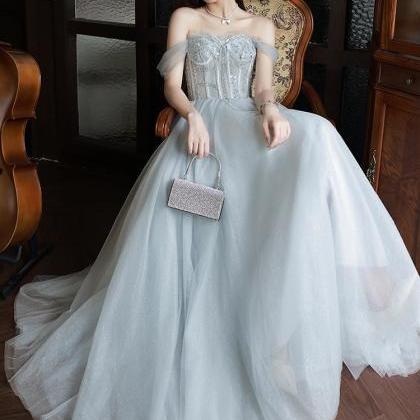 Blue Evening Dress, Fairy Prom Dress,off Shoulder..