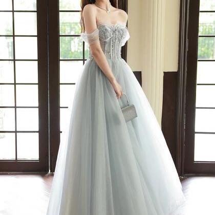 Blue Evening Dress, Fairy Prom Dress,off Shoulder..