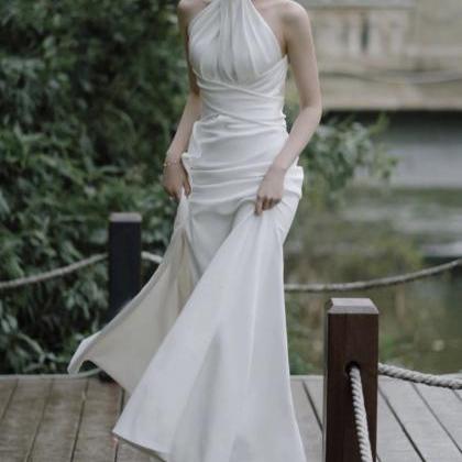 Halter Neck Bridal Dress,white Wedding Dress,sexy..