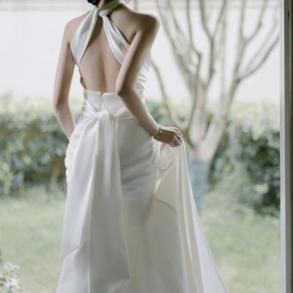 Halter Neck Bridal Dress,white Wedding Dress,sexy..