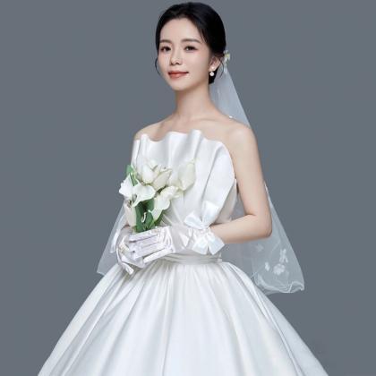 Strapless Bridal Dress,white Wedding Dress,elegant..