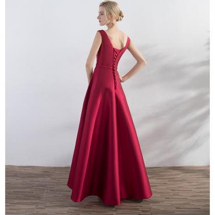 Sleeveless Evening Dress,red Party Dress,saitn..