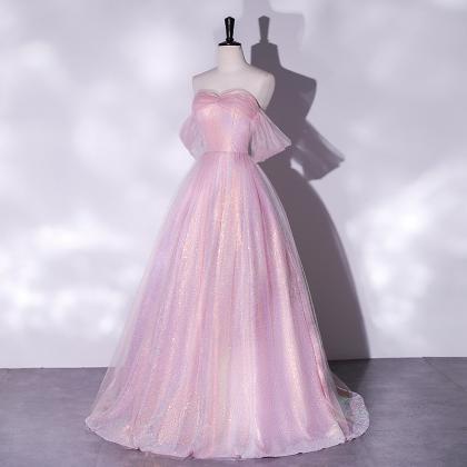 Off Shoulder Evening Dress,pink Party Dress,fairy..